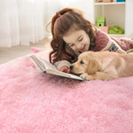 tapis rond doux rose peluche moderne salon chambre coucher voyage pique niqueextérieur