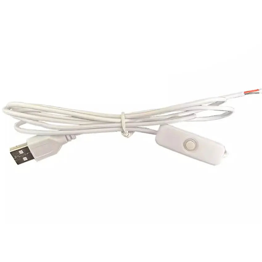 câble usb noir blanc 5v 15m connecteur usb male bouton on off deux cables
