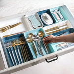 boîtes rangement réutilisables plastique moderne rose bleu blanc minimalistes multifonctionnelles cosmétiques cuillères fourchettes assiettes