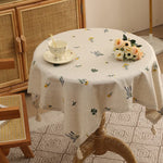 nappe lin brodée motifs floraux rustique beige table décoration extérieure mariage fête