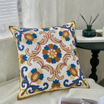 taies d'oreiller coton polyester ethnique floral brodées couleurs vives motifs géométriques coussins deco 45x45cm