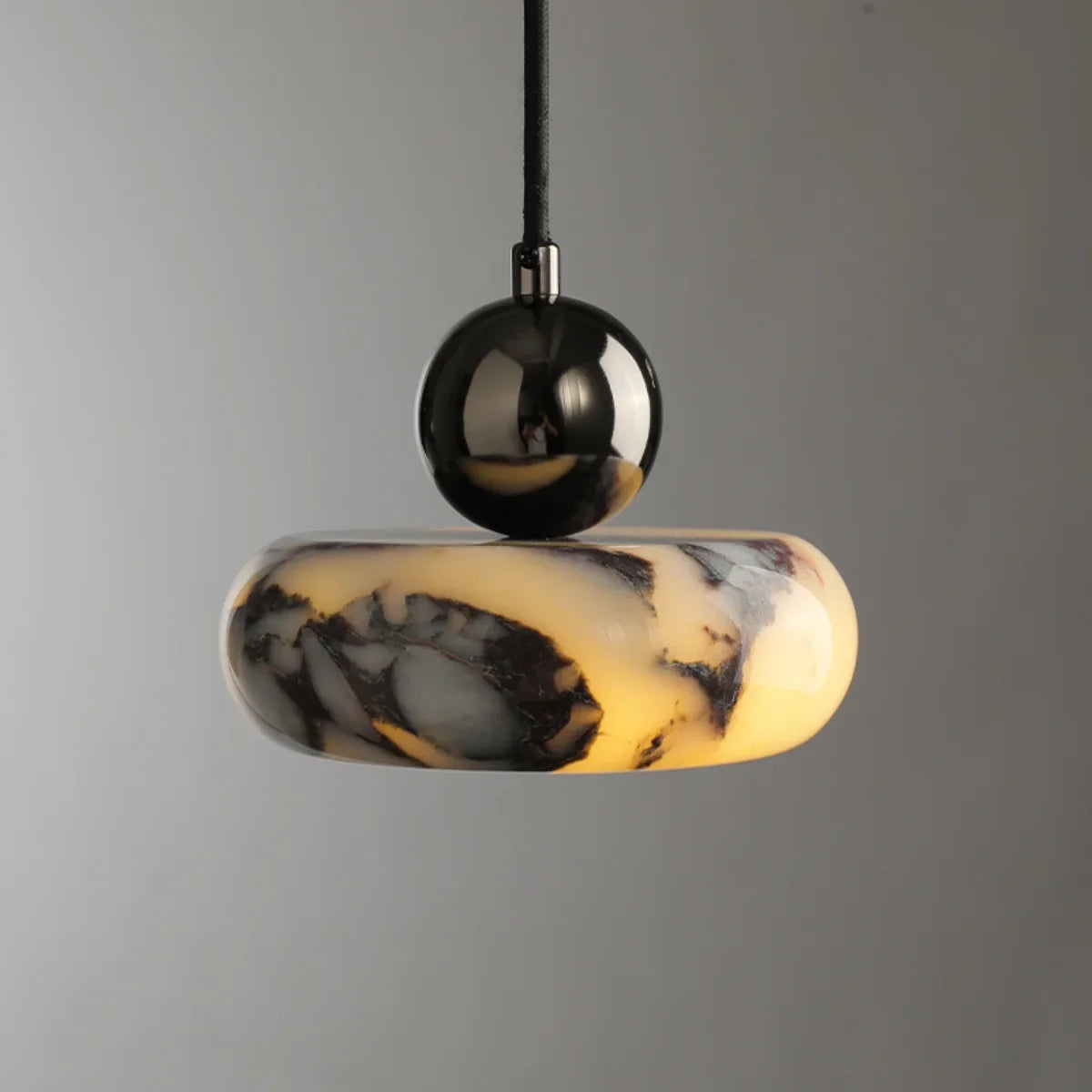 lampe suspendue moderne marbre noir blanc gris marron clair cordon ajustable chambre salon restaurant