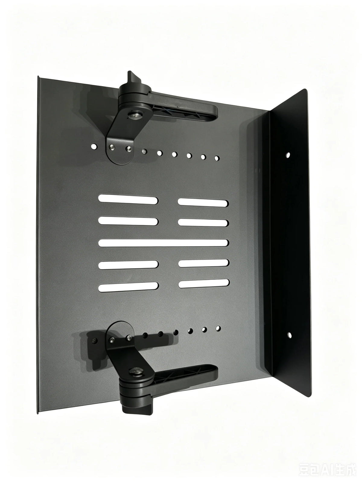 support mural projecteur noir moderne grille perforations clips vis 28cm 23cm