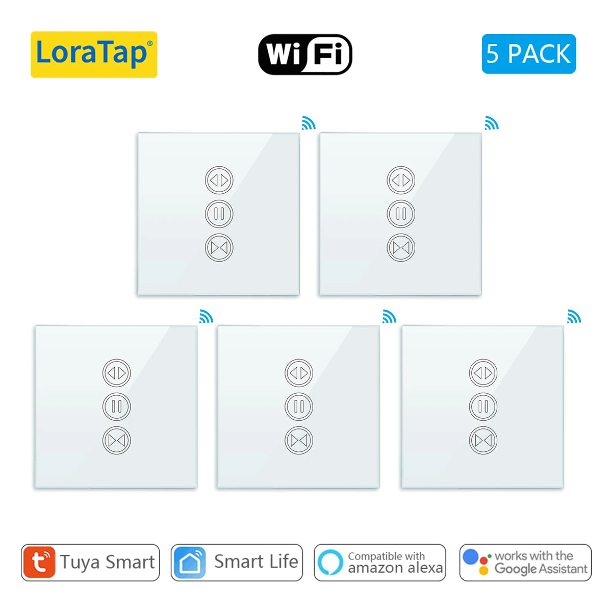 interrupteur intelligent rideau roulant wifi google alexa app smart life blanc moderneécran tactile