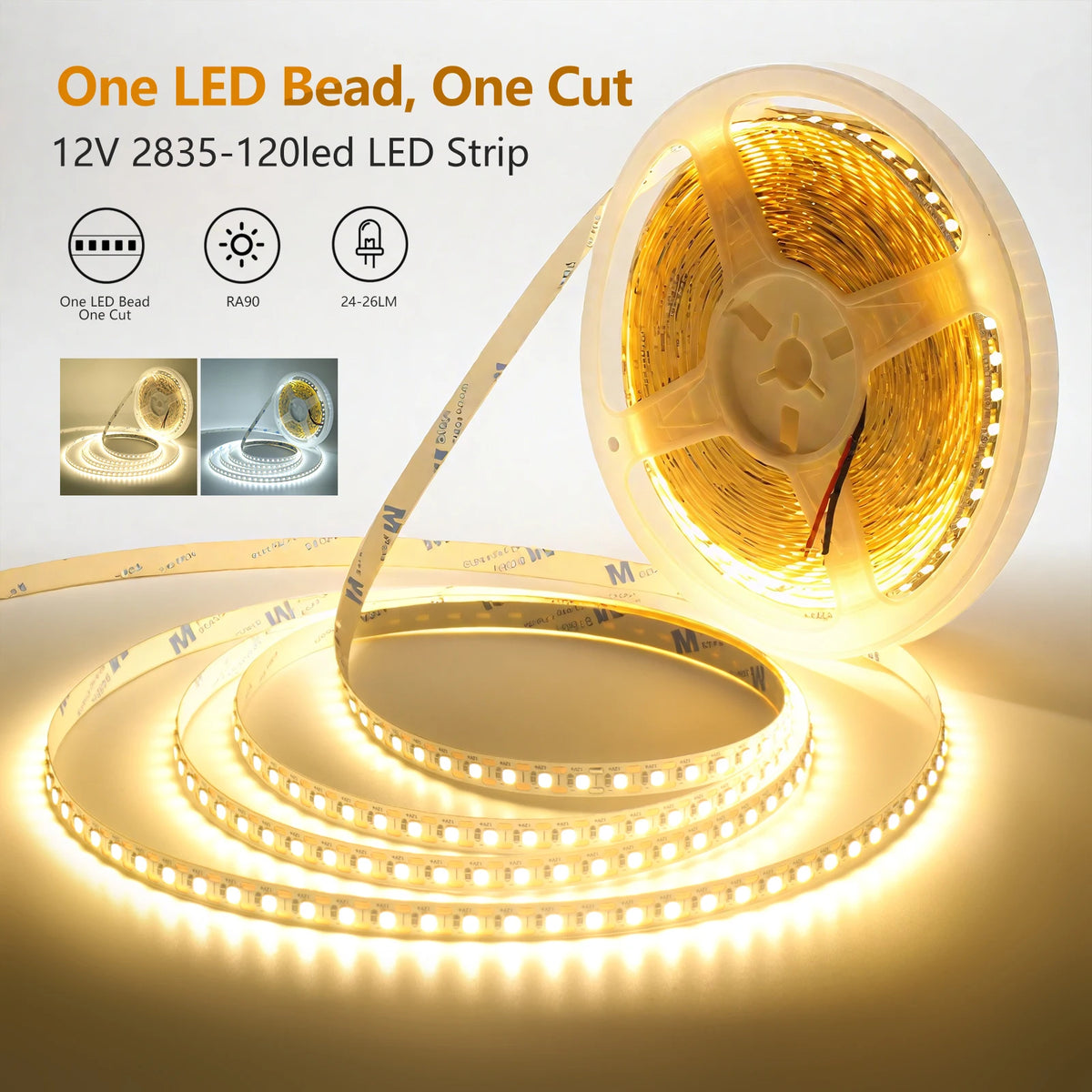 ruban led 12v 10m 3000k 4000k 6000k adhésif moderne blanc jaune gris