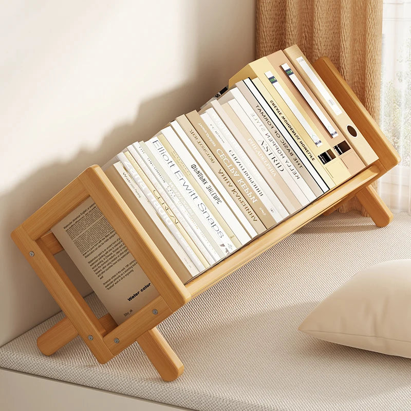 étagère livres pliable bambou bois naturel support moderne petit meuble rangement