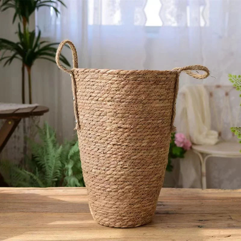 panier tressé fibre végétale réutilisable pliable extérieur intérieur sansevieria plantes fleurs décoration maison rustic