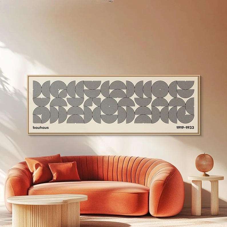 affiche moderne graphique spirales concentriques toile rectangle horizontal décoration intérieure abstraite encre imperméable opaque