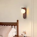 lampe murale moderne minimaliste bois lisse globe verre opaque chambre salon éclairage décoratif fixée