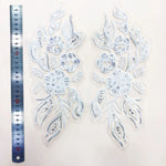 appliques textiles brodées fleurs sequins bleu clair vert rose blanc décoratives vêtements occasion party