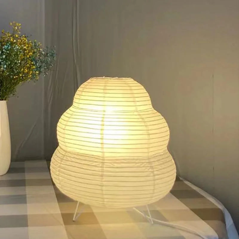 lampe table moderne papier rayures horizontales blanc ivorie interrupteur tactile 10w led chambre coucher