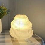 lampe table moderne papier rayures horizontales blanc ivorie interrupteur tactile 10w led chambre coucher