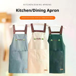 tablier cuisine imperméable bleu clair vert foncé moderne poche épinglé hello