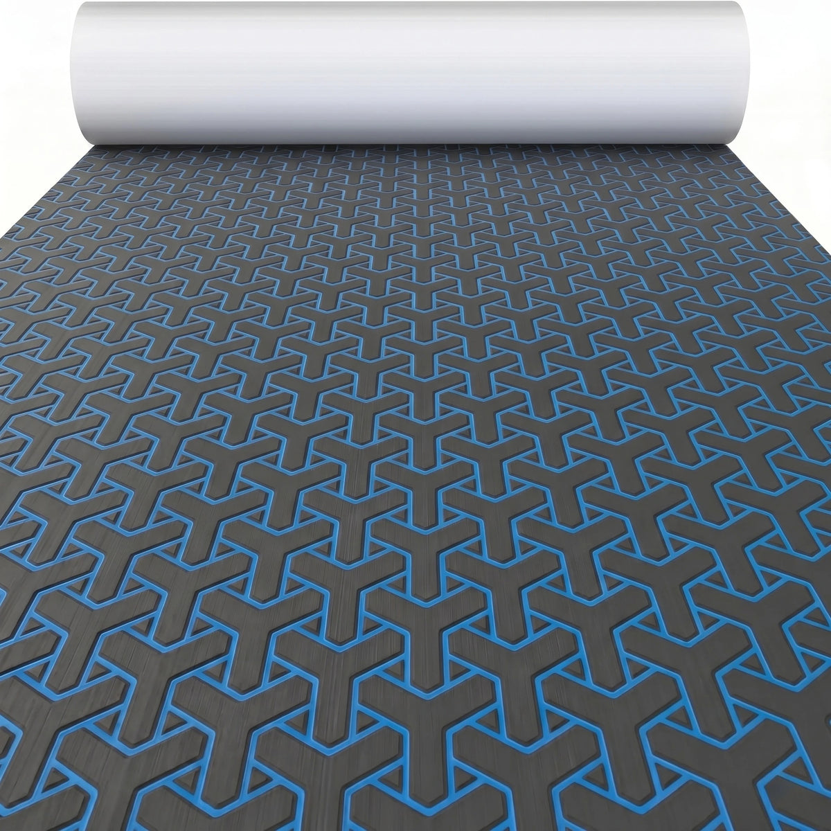 tapis sol bateau mousse eva antidérapant motif géométrique bleu gris adhésif pont yacht