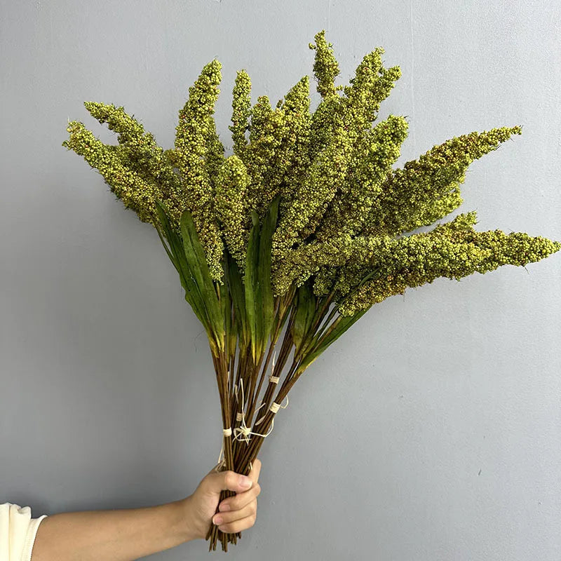 décoration intérieure bouquets artificiels graminées naturels couleurs vert jaune orange