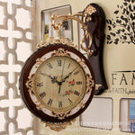 horloge murale vintage motif floral blanc doré fixation européen minimaliste