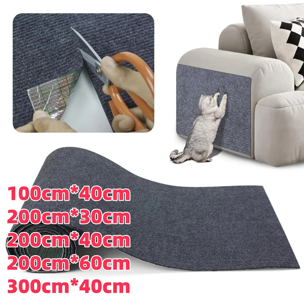tapis protection meubles adhésif gris foncé texture tissée moderne 100cm 200cm 300cm