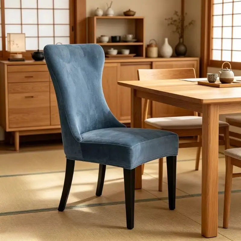 housses chaise velours bleu marine antidérapantes contemporaines sans couture assise dossier