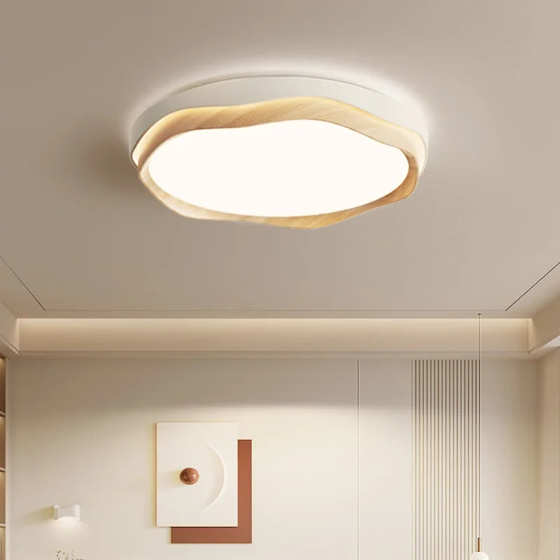 lampes modernes japonais blanc bois clair diffuseur opaque éclairage indirect couloir balcon