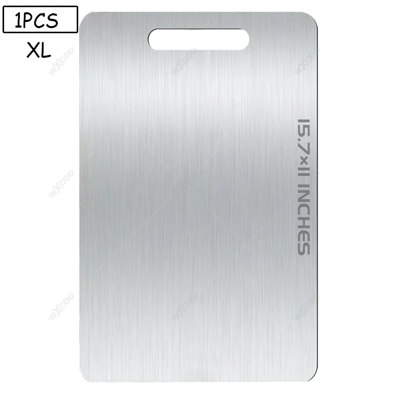planche découper acier inoxydable lisse moderne poignées intégrées argenté utilitaire double face qualité alimentaire