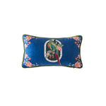 housse coussin imprimée perroquet oiseaux fleurs polyester coton lit carré vintage bleu vert rose