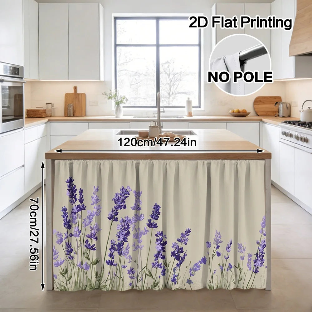 rideau cuisine fleur lavande violet beige clair classique machine wash polyester