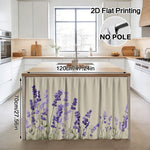rideau cuisine fleur lavande violet beige clair classique machine wash polyester
