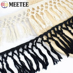 franges macramé blanc noir motifs géométriques boho artisanal 5mètres