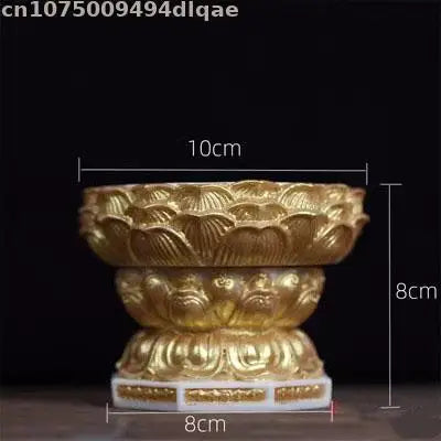 statuette artisanale bois blanc or fleurs lotus motifs floraux classique stand display craftsDecorationHomeAssement