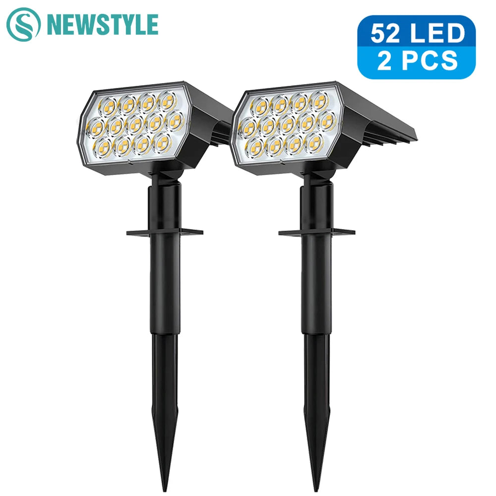 spots solaires led jardin extérieur 52 leds ip65 moderne jaune noir minimaliste