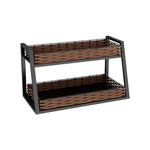 étagère moderne rustique paniers rotin structure métallique noir brun clair multifonctionnelle rangement cuisine