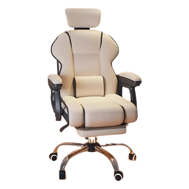 chaise moderne simili cuir beige bras amovibles repose pieds ajustable roulettes