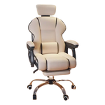 chaise moderne simili cuir beige bras amovibles repose pieds ajustable roulettes