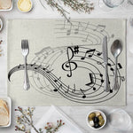 serviettes table moderne notes musicales beige clair tissu lin respectueux environnement