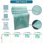 chimene table lin turquoise motifs marbre abstraits moderne élégants maison 100% lin 79x13inch