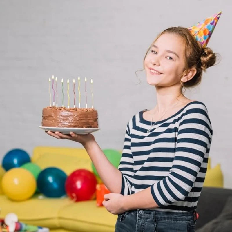 bougies anniversaire or argent rouge vert jaune lisses modernes decoration gâteau festives multicolores boites