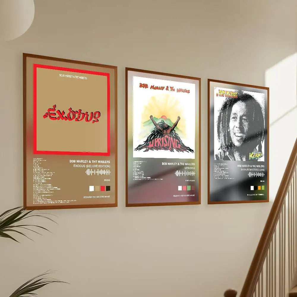 affiche Bob Marley albums chansons graphique moderne salon décoration papier opaque illustration abstraite pop