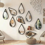 miroirs goutte d'eau noirs modernes fixer mur imperméables 15cmx9cm set