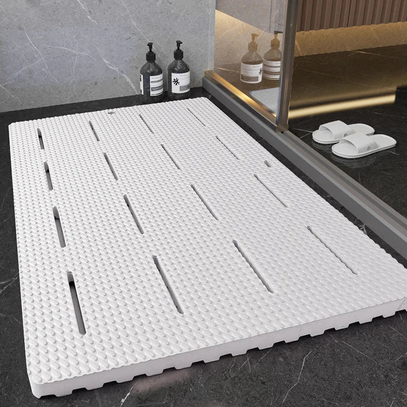 tapis bain mousse éva antidérapant hexagonal moderne gris texturé rainures opacité totale 85x60cm