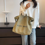 sac fourre tout tote bag toile décontracté lettre motif doux beige casual