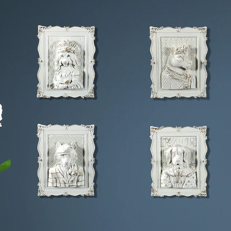 cadres decoratifs relief 3d animaux blanc classique baroque accessoires living room decoration