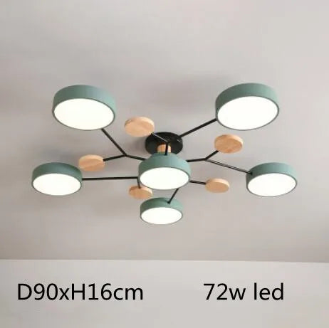 plafonnier led moderne vert blanc gris bois clair circulaire métallique scandinave éclairage intérieur