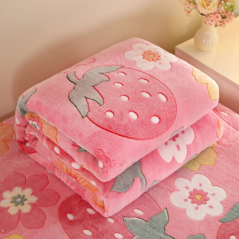 couverture polaire fleur rose printemps automne portable qualité hospitalière hôtelière voyage maison