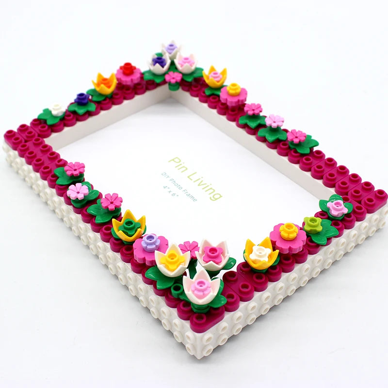cadre photo diy rose fuchsia vert jaune blanc violet orange floral enfantin 4x6 inches