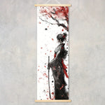 toile d'art japonaise contemporaine peinture abstraite fleurs cerisier cadre bois suspendue chambre salon
