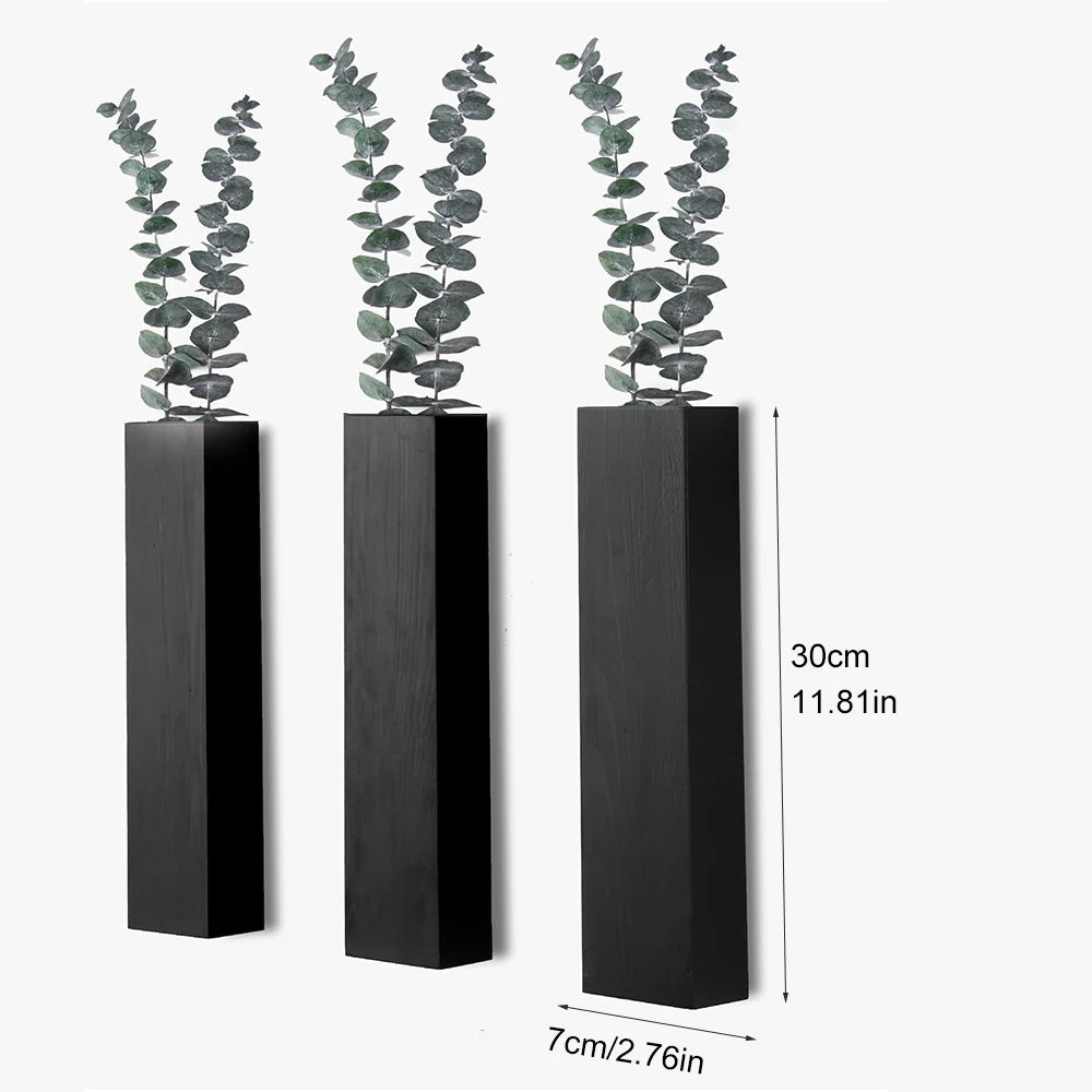 planteurs murals bois noirs modernes plantes intérieur extérieur minimaliste