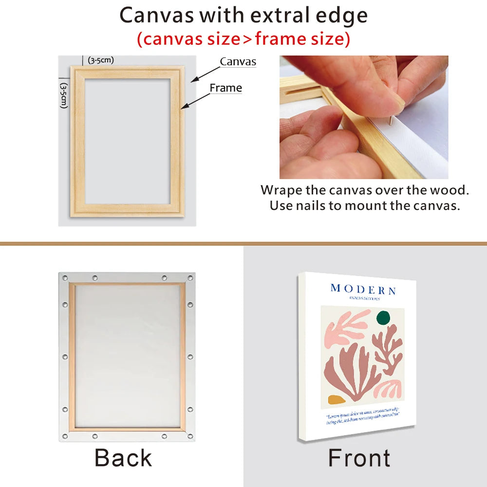 cadre bois naturel toile mural classique 35x45 40x50cm decoration interieur vis crochet kits