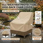 housse chaise haute moderne beige uni imperméable anti poussière polyester tissu poignées renforcées