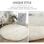 tapis rond peluche douce blanc moderne salon chambre enfant extérieur salle bain