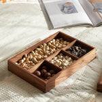 boîte rangement bois marron clair six compartiments minimaliste poignées organisation salon